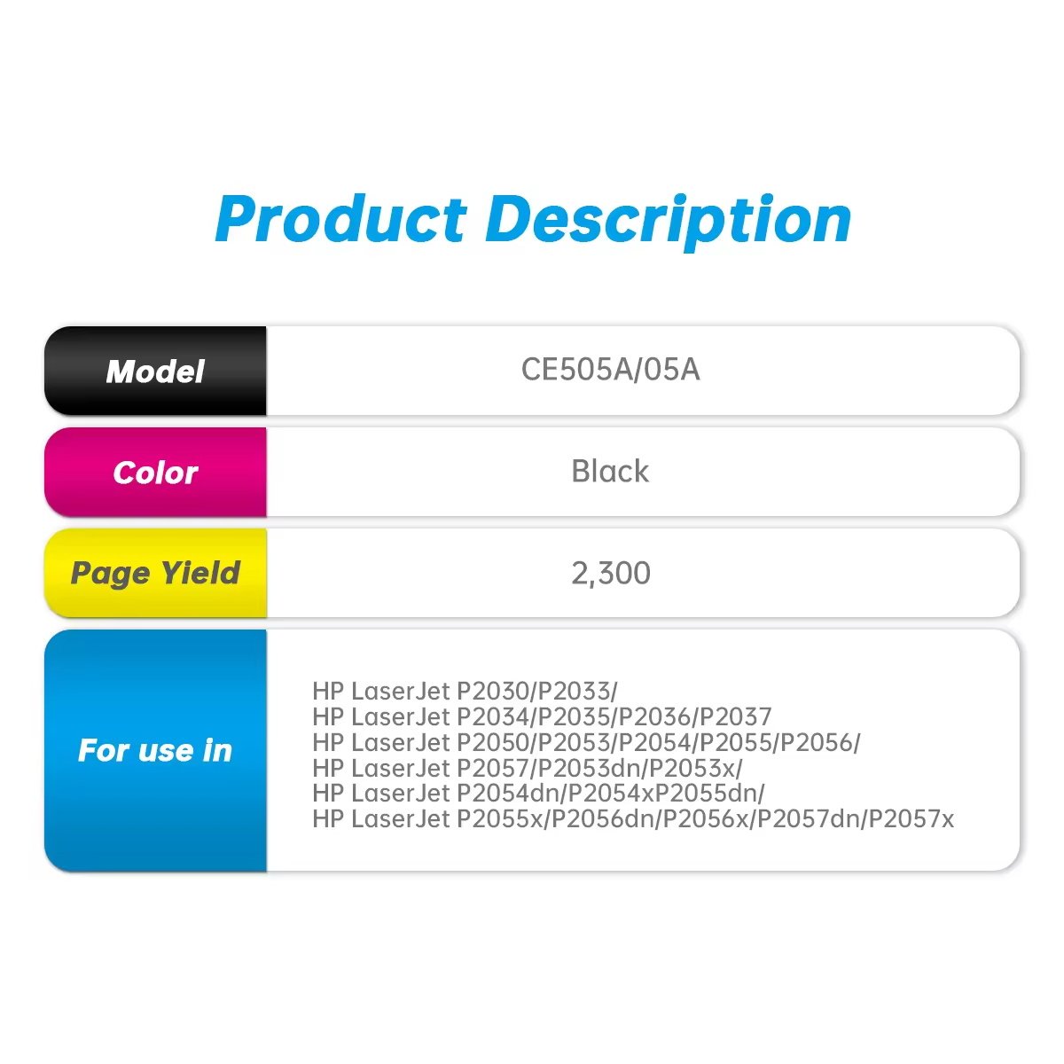 05A 505A CE505A 05 a Premium Compatible Laser Black Toner Cartridge for HP Laserjet P2055 Printer ce505a toner cartridge