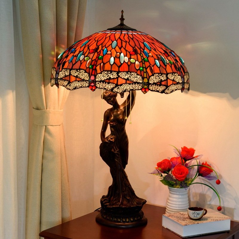 table lamp High quality antique stained glass table lamp bed room classic LED lamps