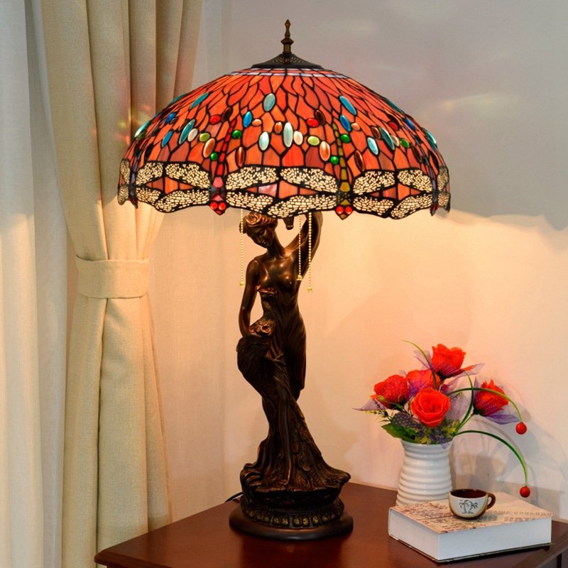 table lamp High quality antique stained glass table lamp bed room classic LED lamps