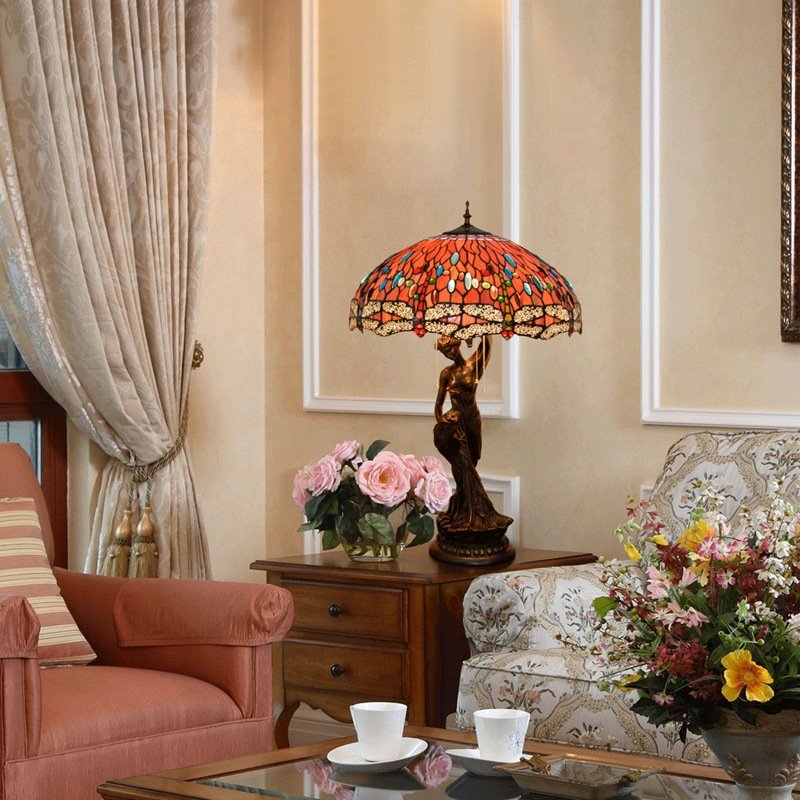 table lamp High quality antique stained glass table lamp bed room classic LED lamps