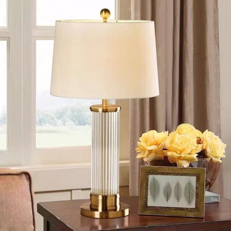 Nordic Desk Light Luxury New Arrival Led Luxury Living Room Circular European Style Restaurant Crystal Column Table Lamp
