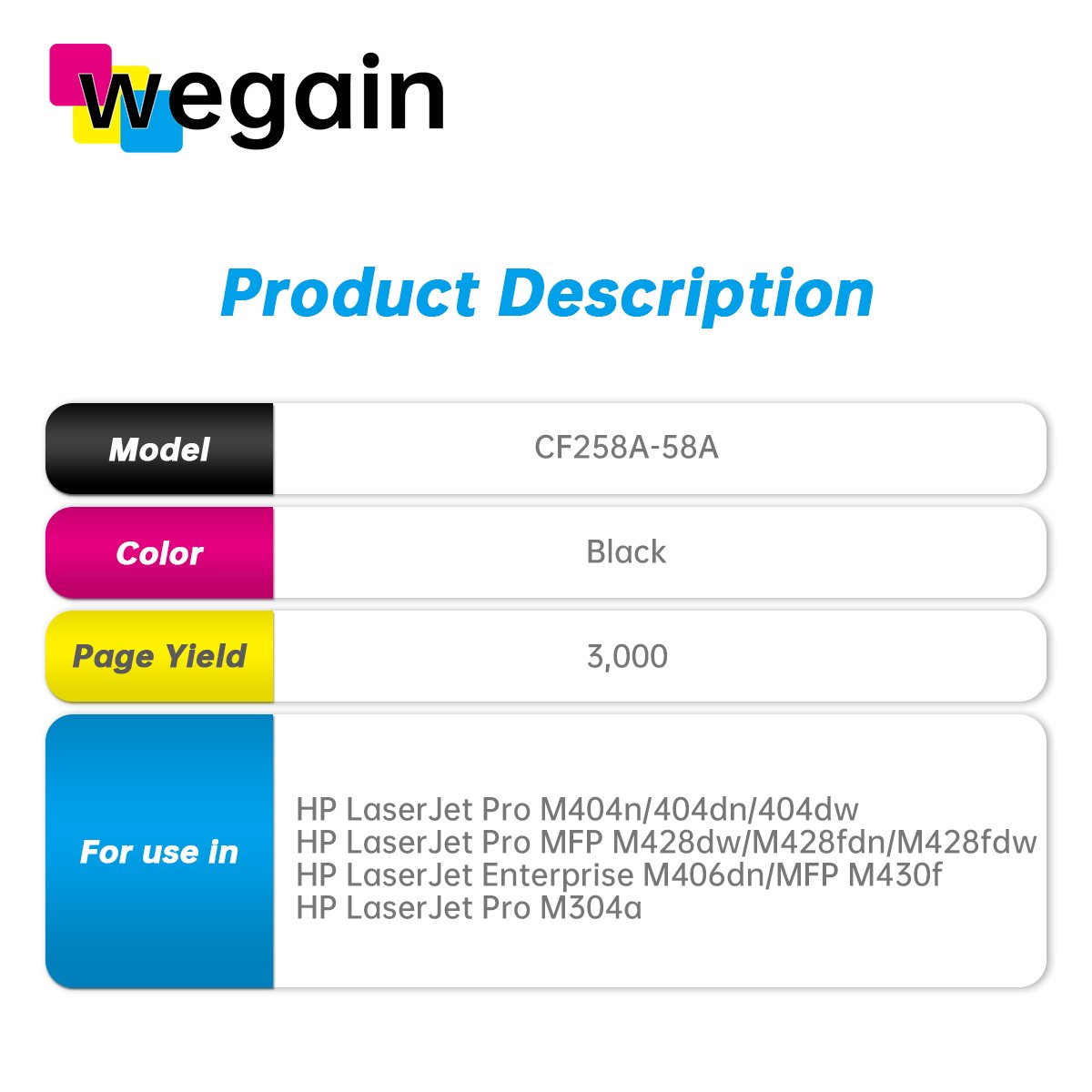CF259A/59X CF258A/58X CF258A/89X compatible premium toner cartridge for HP 258a printers LaserJet Enterprise M406dn/MFP M430f
