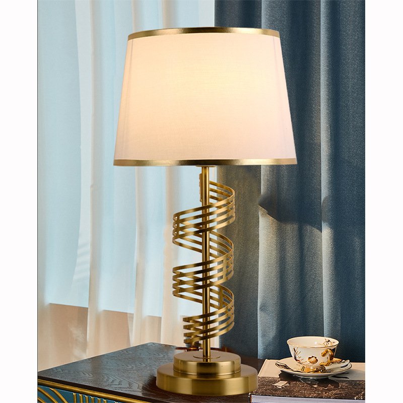Modern Elegant 5-k9 Crystal Wafer Antique Gold Finish Metal Base Table Lamp with White/Black Shade for Bedroom or Hotel