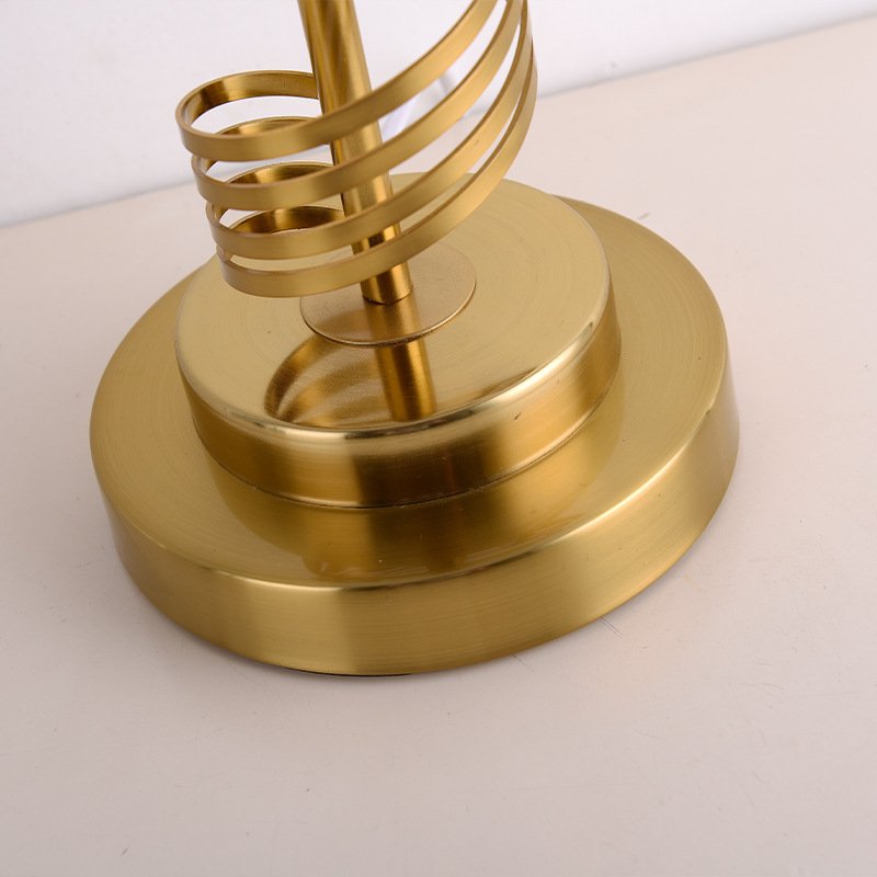 Modern Elegant 5-k9 Crystal Wafer Antique Gold Finish Metal Base Table Lamp with White/Black Shade for Bedroom or Hotel