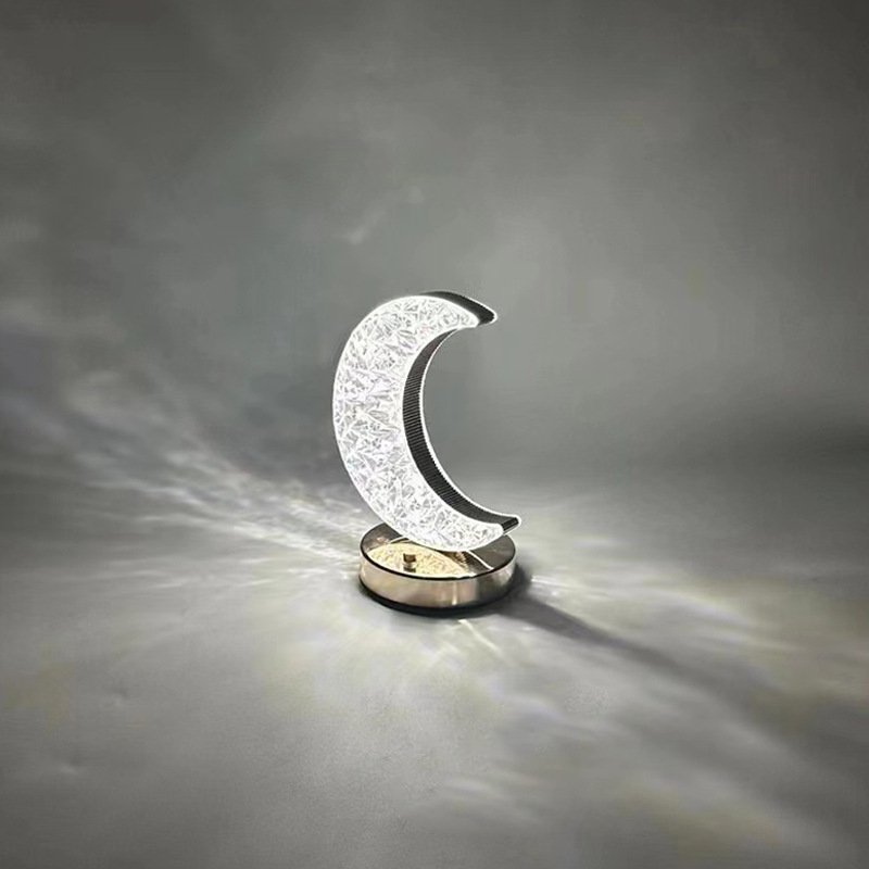 New design LED table lamp touch control Rechargeable Metal Crystal 3 Colors moon star led night light for bedroom
