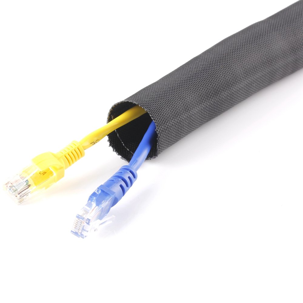 50.8mm black Self-Wrapping Split Braided Sleeve for Wire Cord Hider Cover Organizer