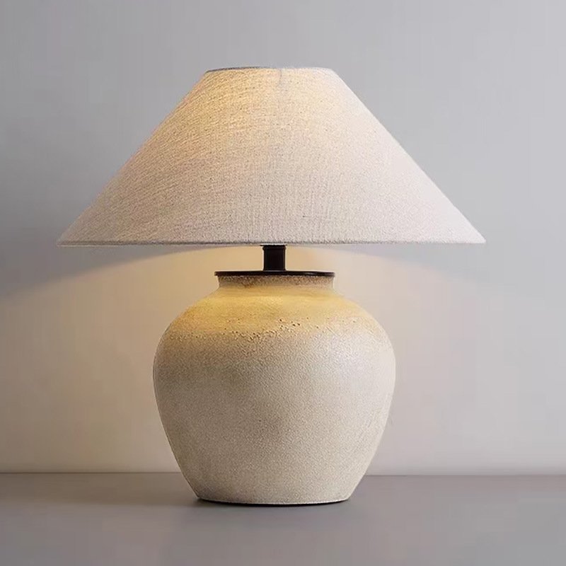 Wabi-sabi Handmade Porcelain Table Lamp Japanese Style Hotel Indoor Decor Lighting Retro Bedroom Bedside Desk Lamp