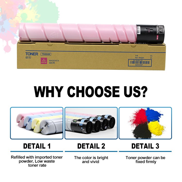 Compatible TN324 Toner cartridge for KONICA Minolta bizhub C225 C258 C308 C368 Copier Machine Factory Wholesale Compatibility