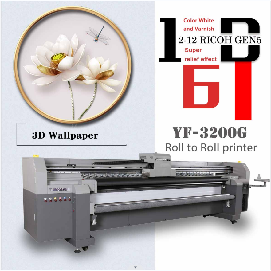 YF 3200mm large format Hybrid UV Printer Roll to Roll All-in-one Inkjet Printer for Canvas Bags Metal Board UV Printing