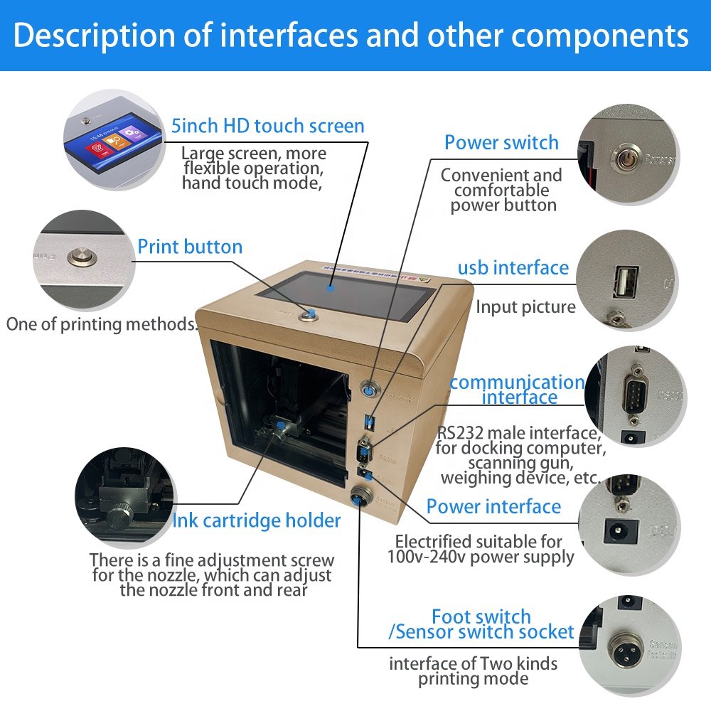 portable automatic expiry date stamp Tabletop handheld batch code coding machine Intelligent Static Inkjet Printer