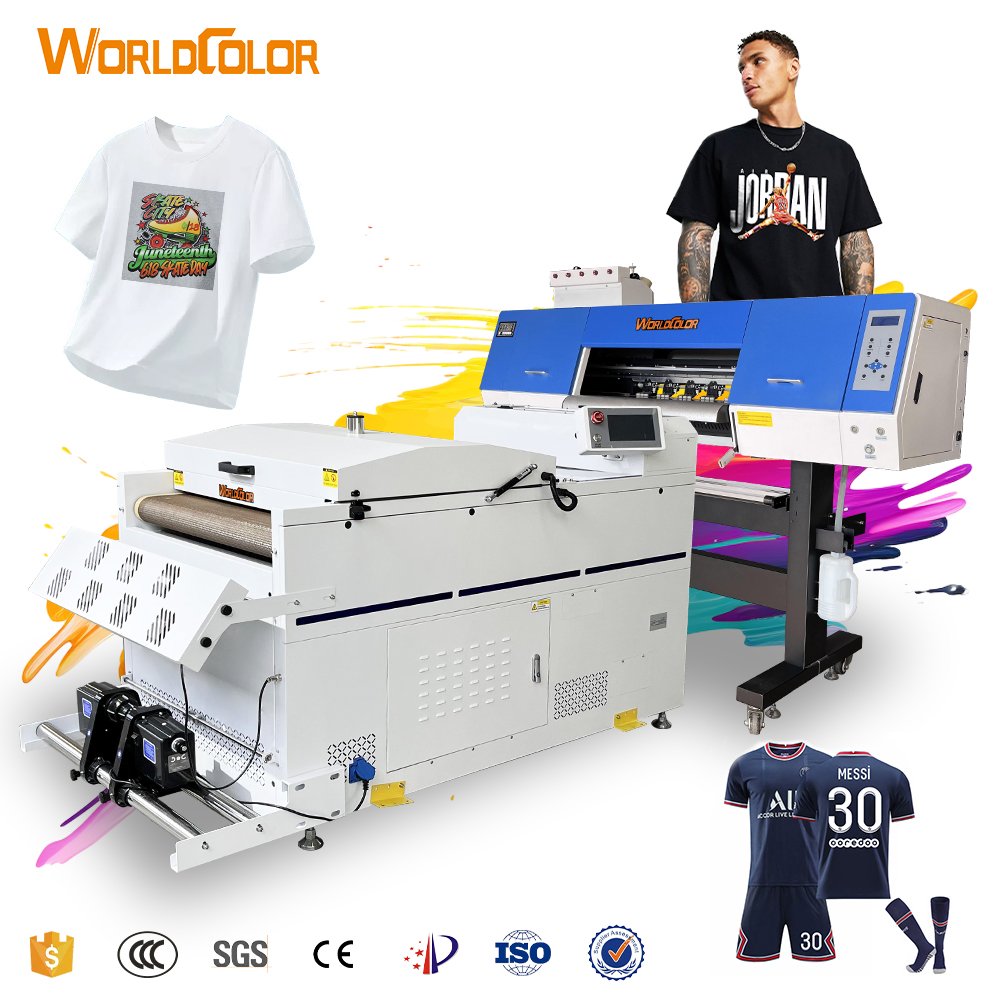 Tshirt film transfer dtf printer 60cm 24 inch i3200 F1080 i1600 xp600 dual double heads dtf printer machine with oven shaker