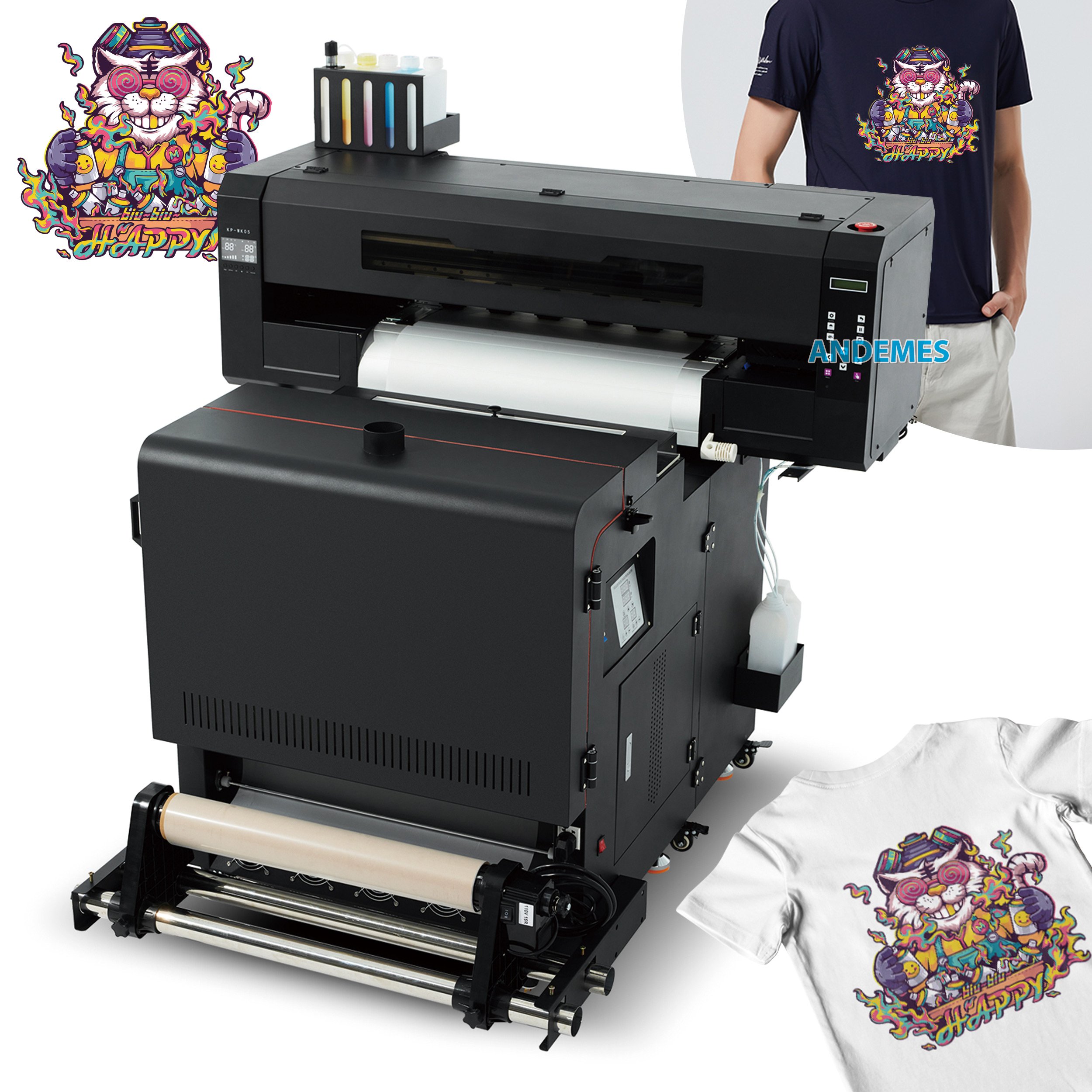 DTF Inkjet Film Tshirt Printing Machine Heat Transfer Roll To Roll Print Head A1 24inch DTF Printer i3200 heads