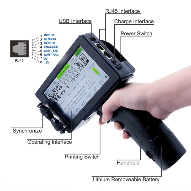 Hottest sale portable handheld inkjet cheap price thermal printer logo bar qr batch coding industrial carton plastic bag printer
