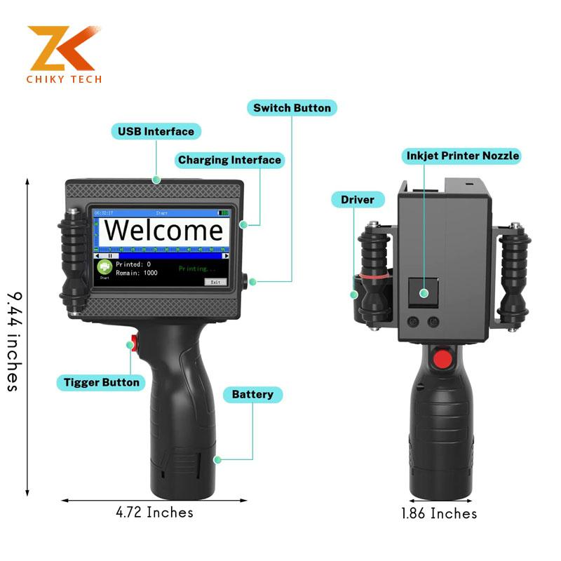 Manufacture Continous Double Nozzle Portable Handheld Inkjet Printer For Expiry Date