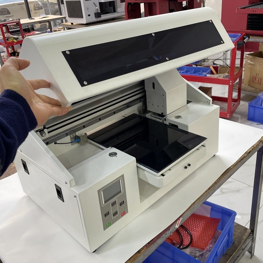 Newest A4 UV Inkjet Flatbed Printer with XP600 Head Automatic 3D embossing Raised Texture