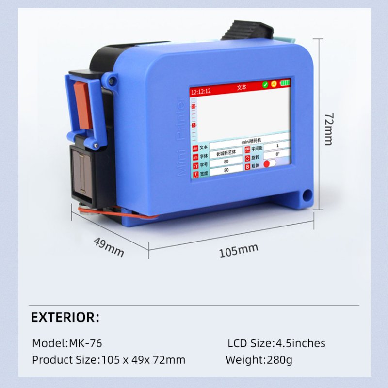 Handheld Inkjet Printer 600dpi 12 7mm Black Yellow Green Print Red White USB Blue Stone Letters Metal Key