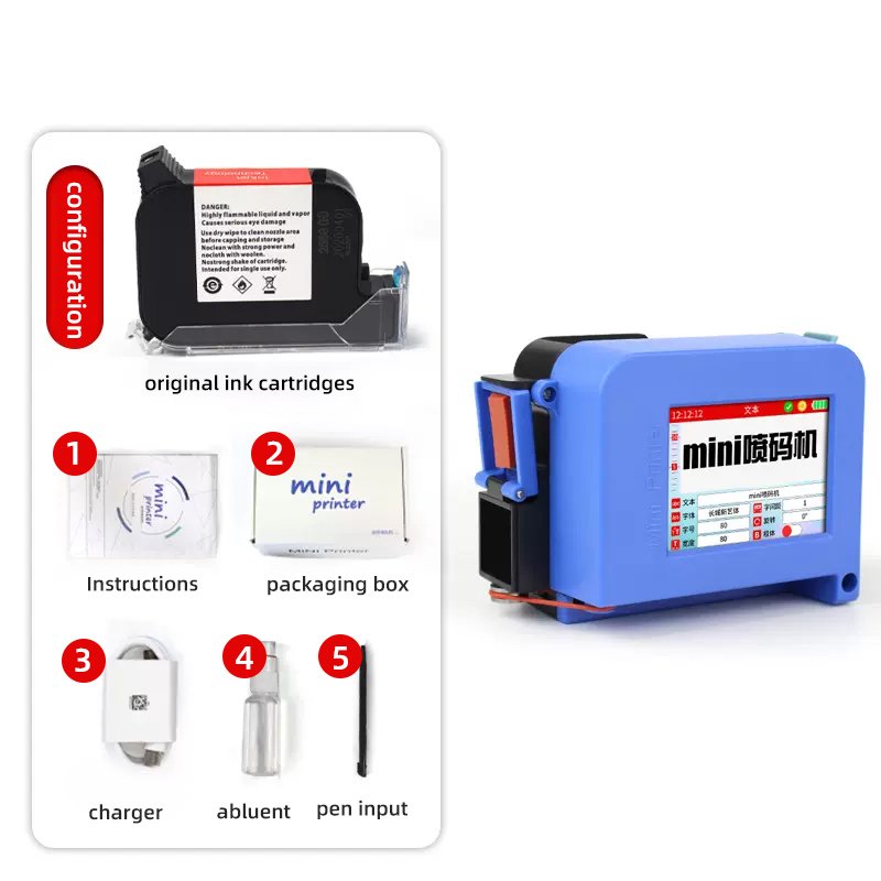 Handheld Inkjet Printer 600dpi 12 7mm Black Yellow Green Print Red White USB Blue Stone Letters Metal Key