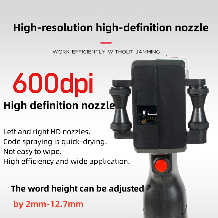 Versatile 12.7mm Handheld Inkjet Printer with Customizable Fonts and Printing Options for Various Applications