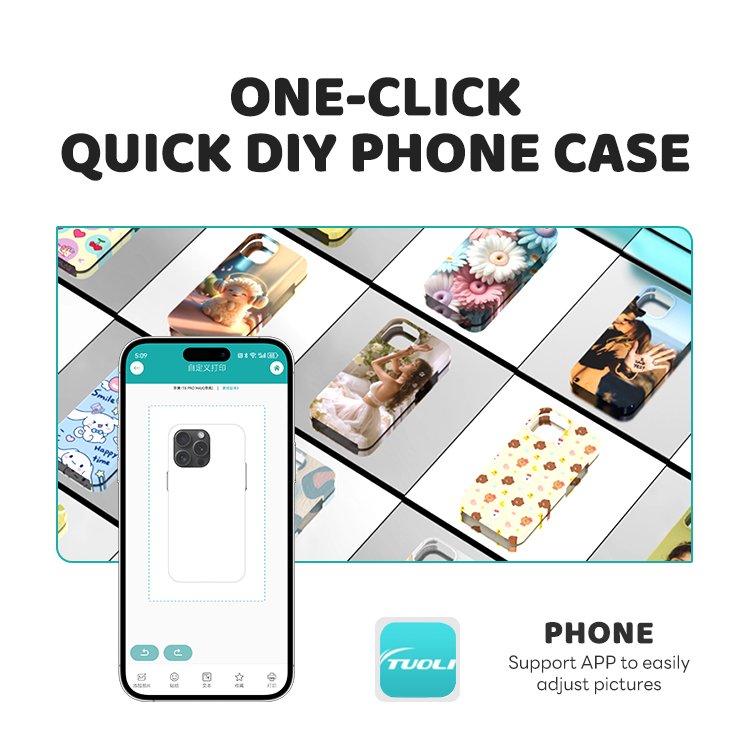 TuoLi Mobile Cover Skin DIY Mini Printer 3D Sublimation Vacuum Press Photo Printing Personalized Phone Case Custom Machine