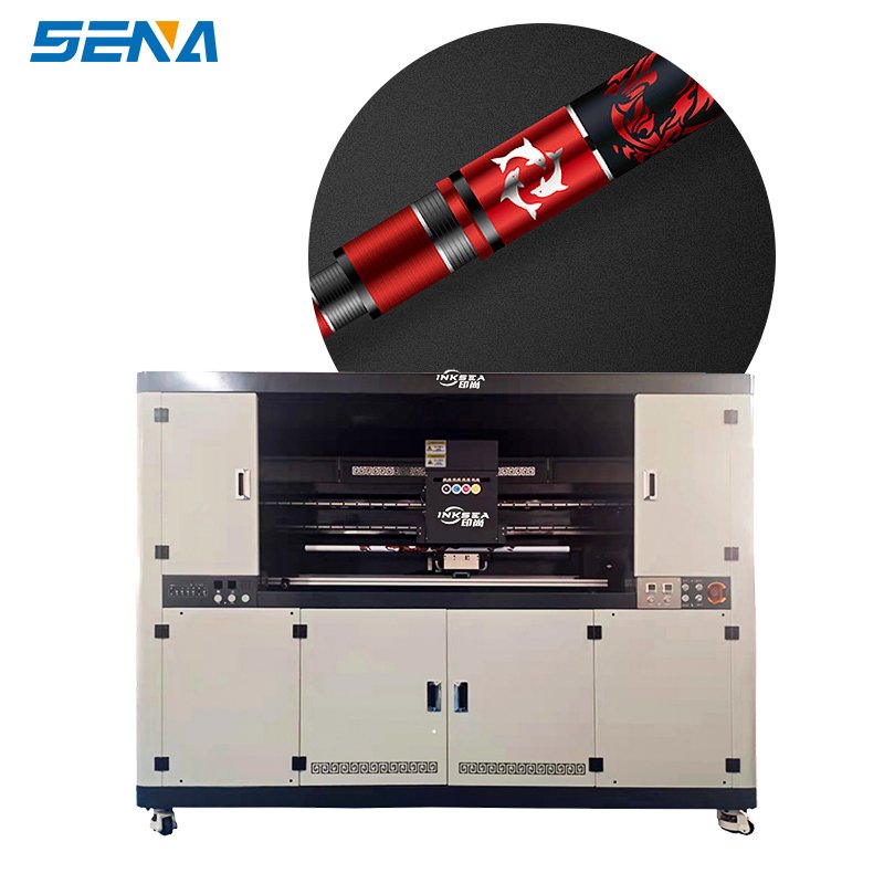 High speed fishing rod machine CMYKW digital inkjet printer, multi-nozzle rotary printing PVC pipe, glass pipe, metal pipe