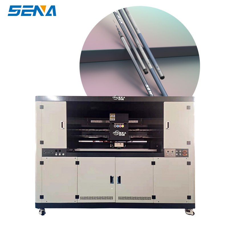 High speed fishing rod machine CMYKW digital inkjet printer, multi-nozzle rotary printing PVC pipe, glass pipe, metal pipe