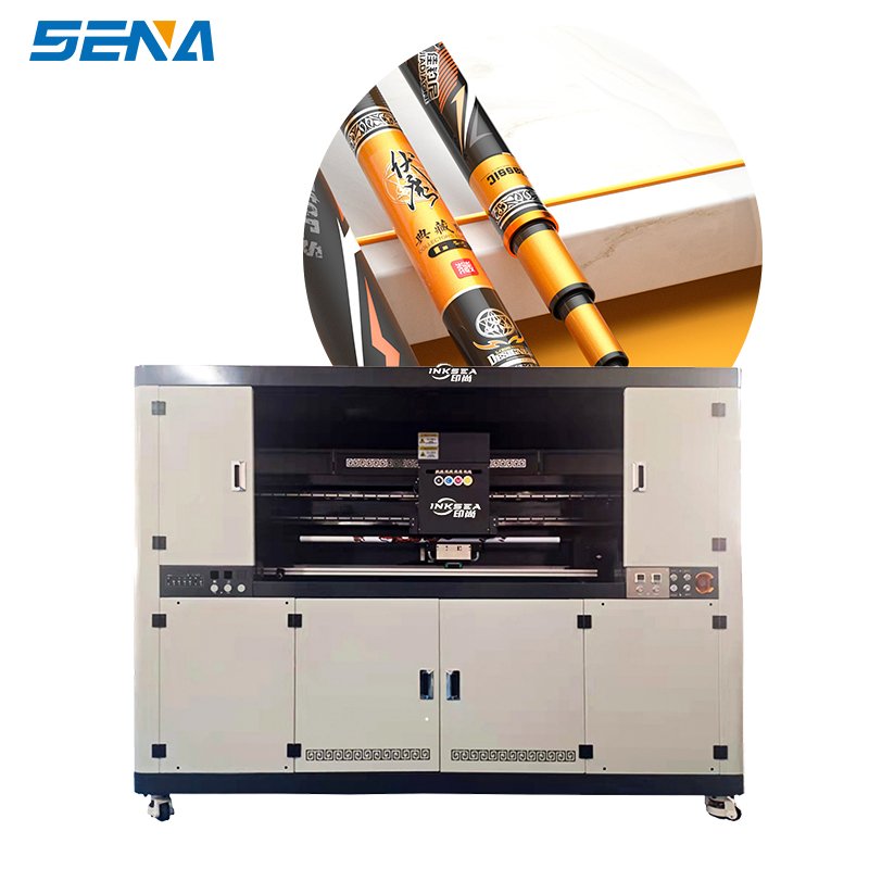 High speed fishing rod machine CMYKW digital inkjet printer, multi-nozzle rotary printing PVC pipe, glass pipe, metal pipe