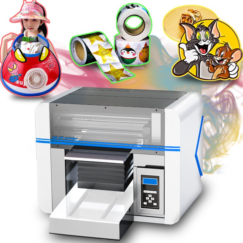 Mini A3 UV printer desktop small UV inkjet printer printing AB glue varnish swimming products digital product bag UV DTF printer