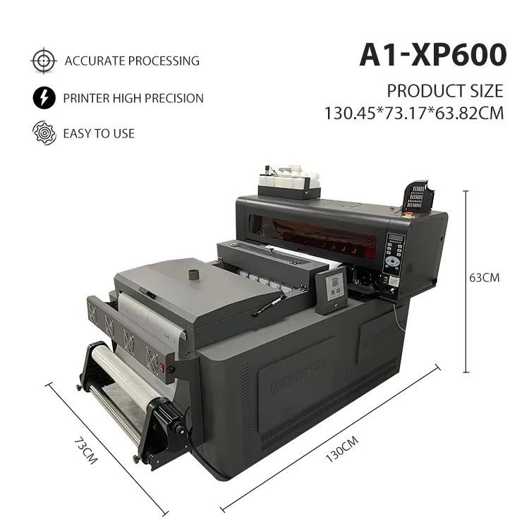 Cowint 2023 new style a1 60cm all in one xp600 inkjet dtf transfer printer with powder shaking machine and dryer