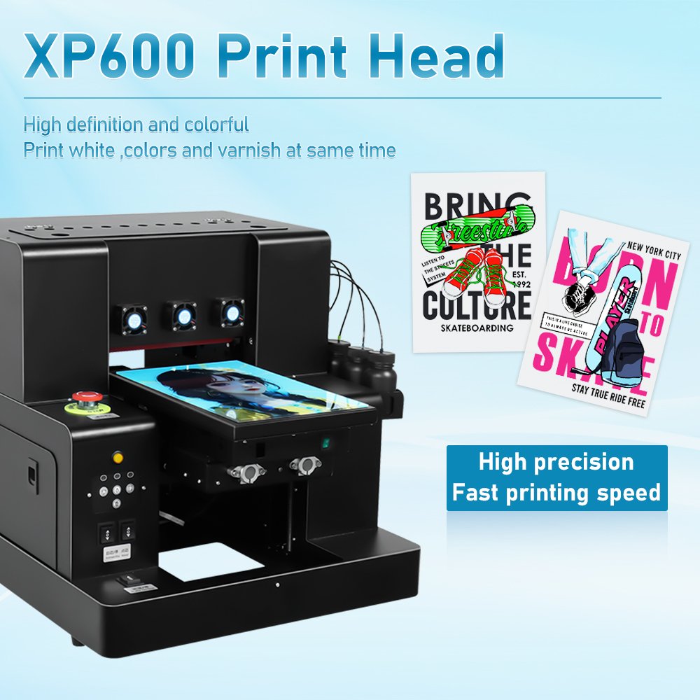Small Led UV Printer Xp600 UV Printer Mug Bottle Phone Case Flatbed Machine Varnish A4 UV Printer