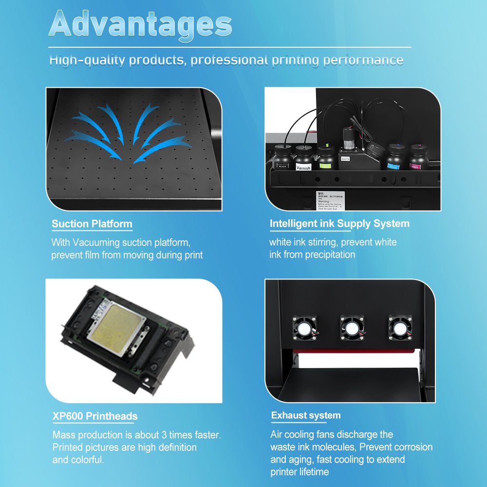 Small Led UV Printer Xp600 UV Printer Mug Bottle Phone Case Flatbed Machine Varnish A4 UV Printer