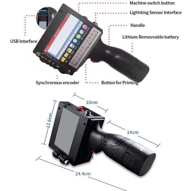 Semi-Automatic Handheld Inkjet Printer for Home Retail Restaurant & Printing Shops Single Color Bill Printer 1 Year Warranty