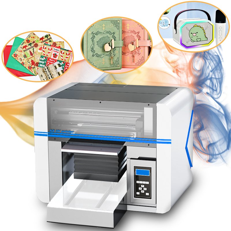 Multifunctional A3 UV printer UV DTF printer, printing AB glue, varnish, headphone case, garbage bag, bottle, UV flatbed printer