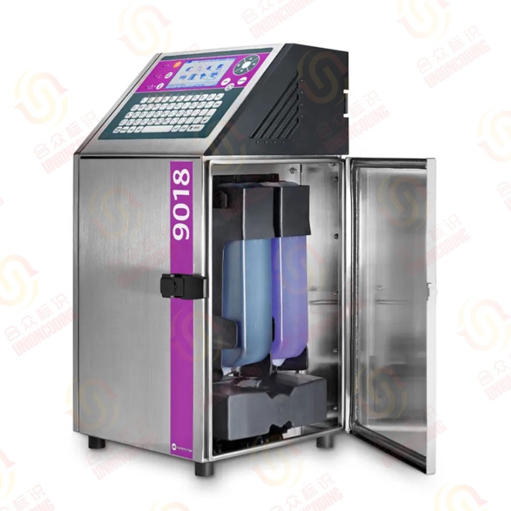 Small character inkjet printer Markem imaje 9018 for printing production dates for plastic bags, bottles and eggs