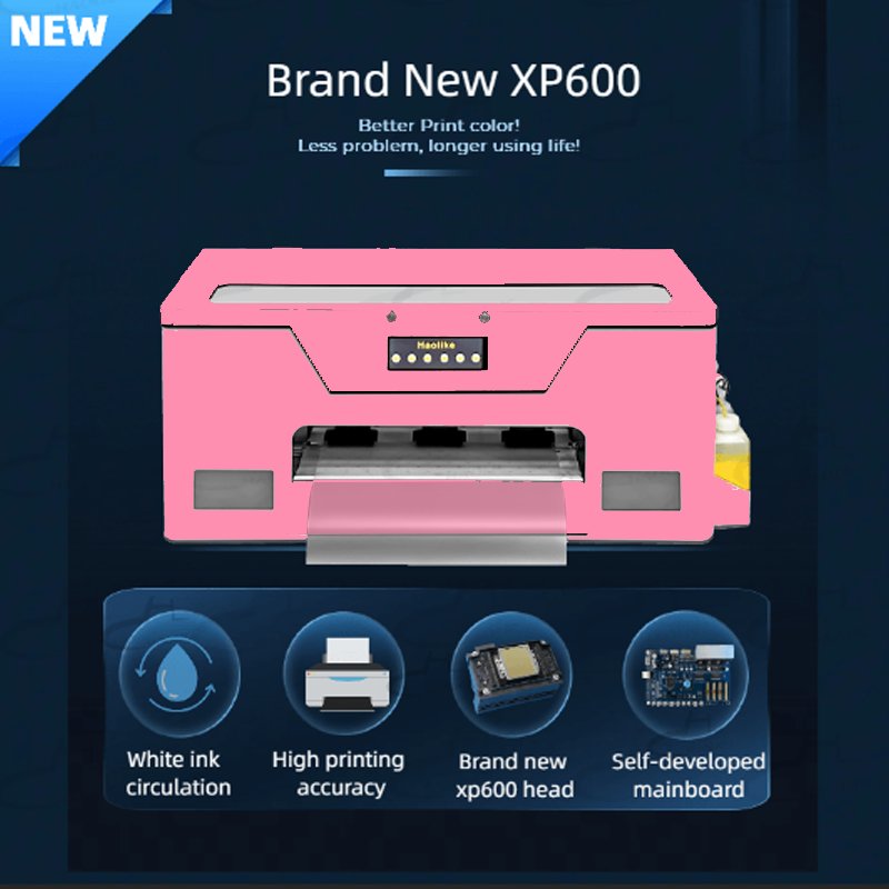 2024 Pink Digital A3 DTF Printer XP600 Pet Film 13Inch Dtf Printer With Pink Oven For Any Textile