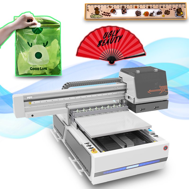 Latest 6090 UV printer A1 UV flatbed printer printing AB glue varnish metal nameplate phone case decoration UV inkjet printer