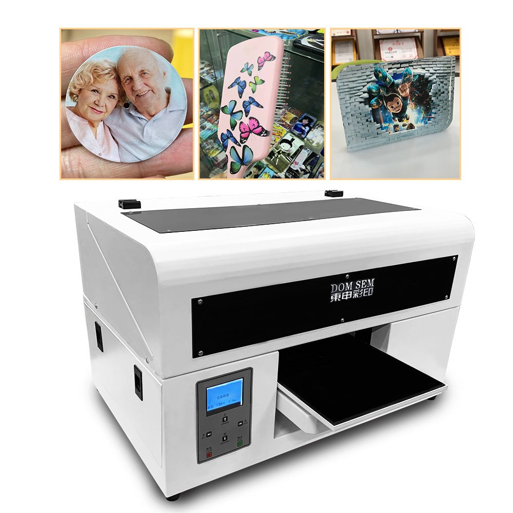 DOMSEM A4 size UV printer flatbed Inkjet printers Epson XP600 print head Printing Machine for Pen Golf Ball Card Glass PVC