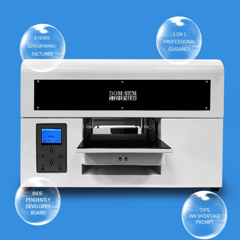 DOMSEM A4 size UV printer flatbed Inkjet printers Epson XP600 print head Printing Machine for Pen Golf Ball Card Glass PVC