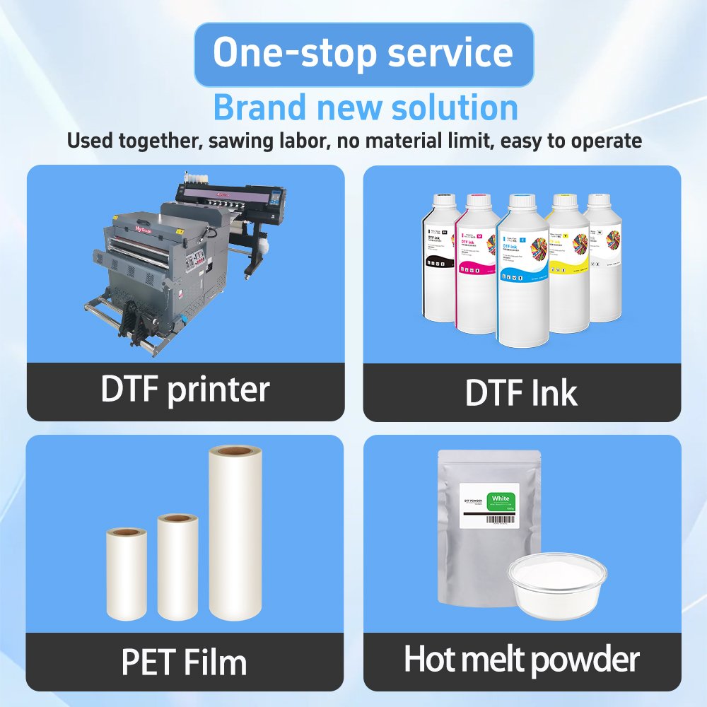 4pcs I3200 Print Head T-Shirt PET Film DTF Printer Roll to Roll High Speed DTF Printer Printing Machine With Powder Shaker