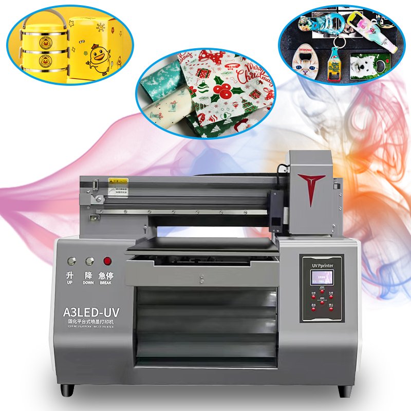 Portable A3 UV printer, efficient 3050 inkjet printer, printing golf balls, bottles, cylindrical objects, UV flatbed printer