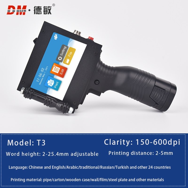New T3 Production Date Carton Packaging Bag Small Dtf Printer Smart Handheld Inkjet Printer For Metal Steel Paper Garment Coding