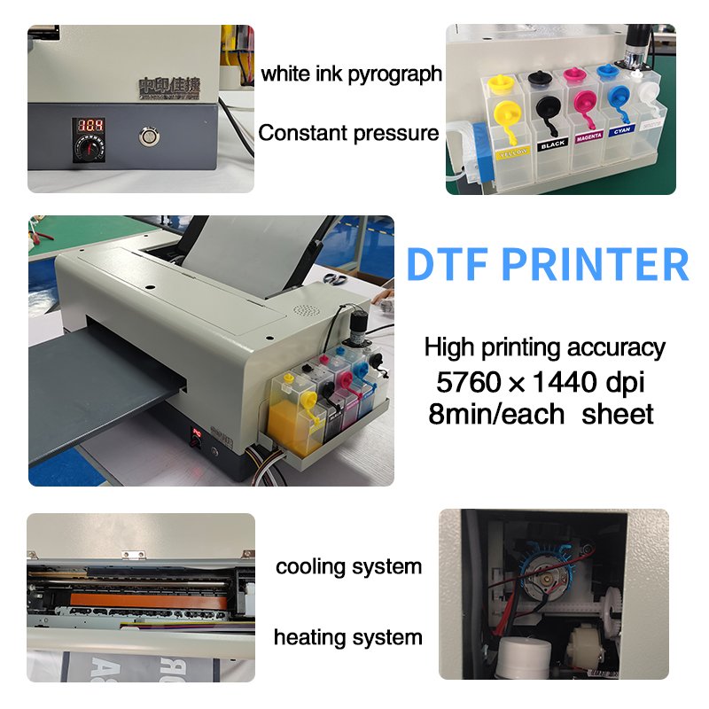 A3 Digital Inkjet T-Shirt Printing Machine L1800 Heat Transfer Pet Film DTF Printer With White Ink