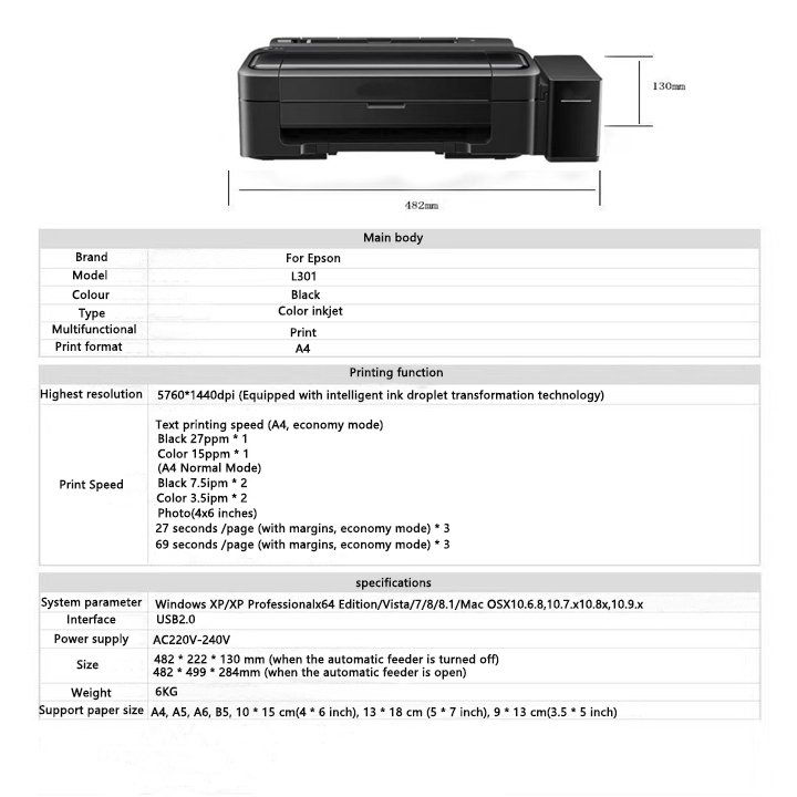 For L301 L310 L313 L130 Used A4 Dye Sublimation Printer 4 Colors Desktop inkjet color printer