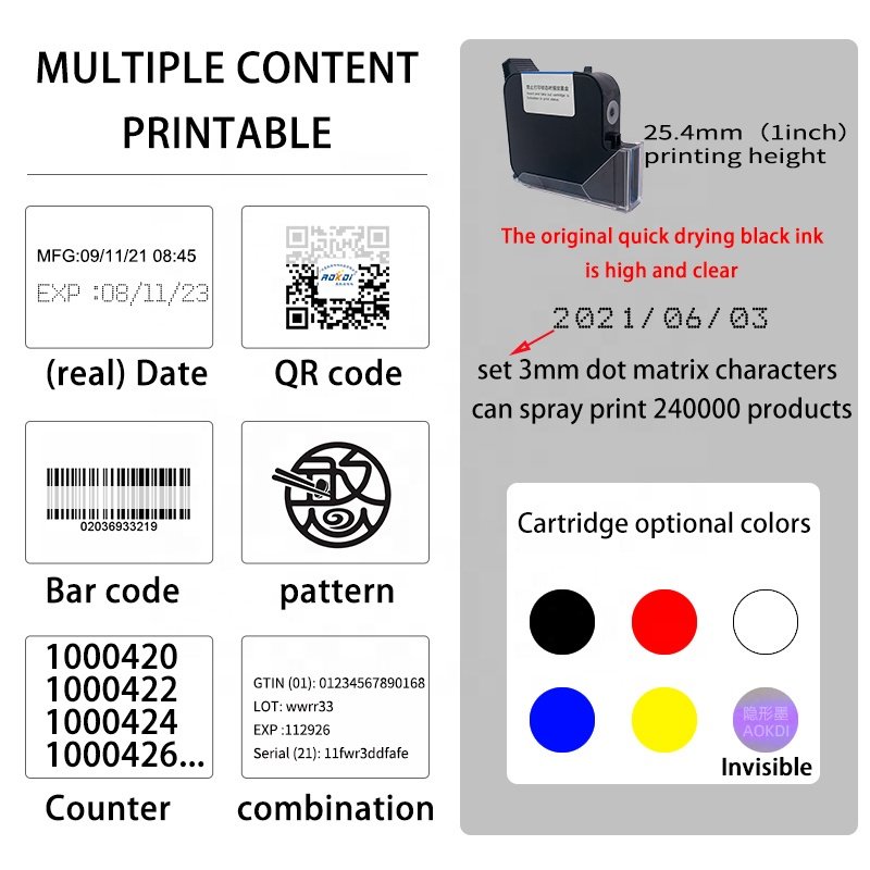 AOKDI A268 1inch height best before date printer tij 2.5 best before date parkaging expiring date printer