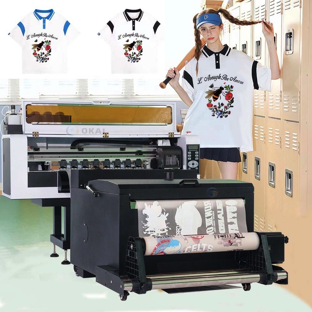 2 heads i3200 xp600 okai inkjet printers A1 pet film heat transfer powder shaker printing machine dtf printer