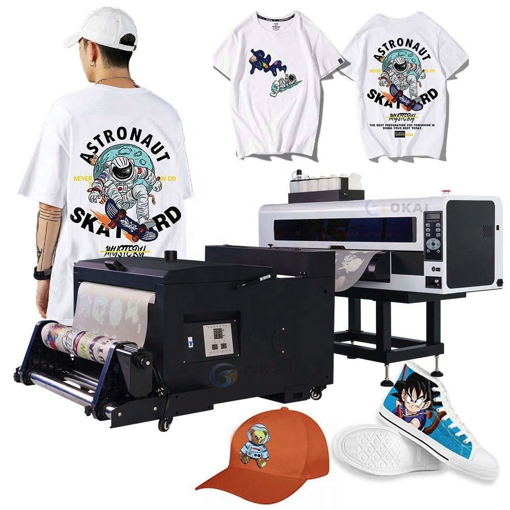 2 heads i3200 xp600 okai inkjet printers A1 pet film heat transfer powder shaker printing machine dtf printer