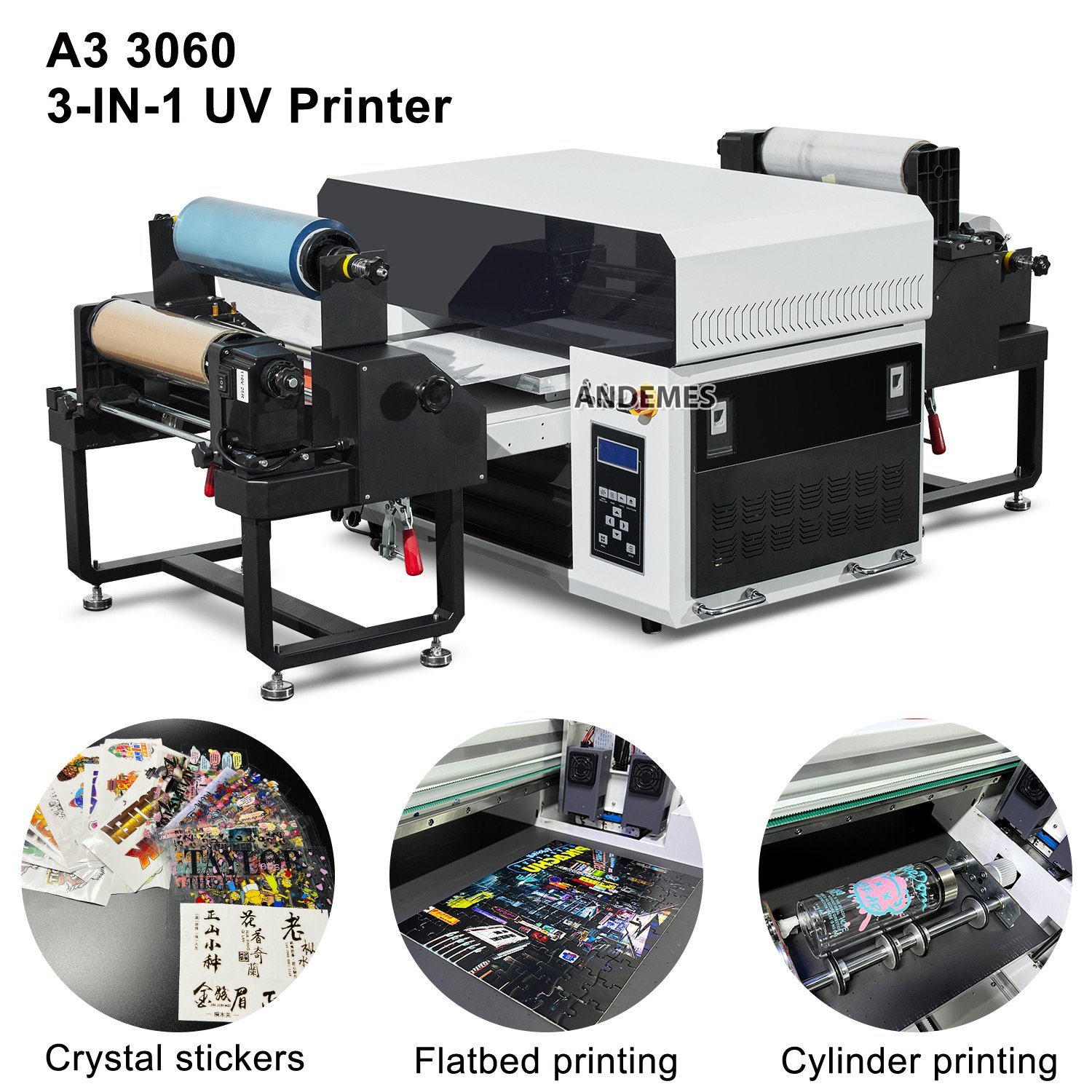 A3 UV Printer crystal UV printing machines 3 in 1 UV printer sticker printer advertising branding mchines