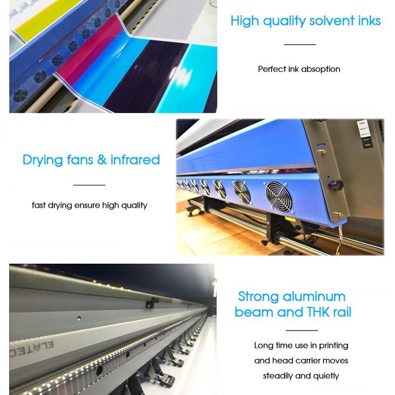 3.2m 512i Solvent Inkjet Printer with 4/8pcs 512i 30pl Printhead High Productivity Flex Banner Car Sticker Printing Machine