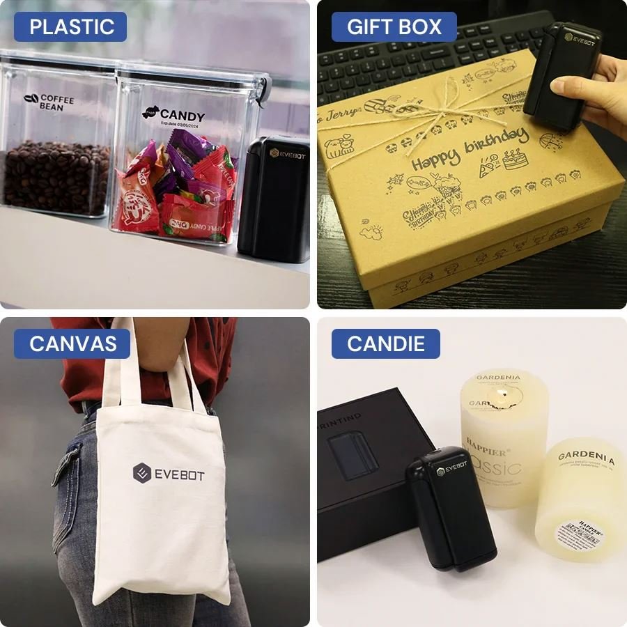 EVEBOT Printlnd Handheld Logo Printer Portable Coding Machine For Plastic Bags Clothes Paper Boxes Ceramic Patterns