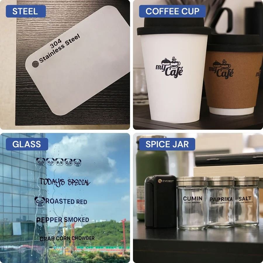 EVEBOT Printlnd Handheld Logo Printer Portable Coding Machine For Plastic Bags Clothes Paper Boxes Ceramic Patterns