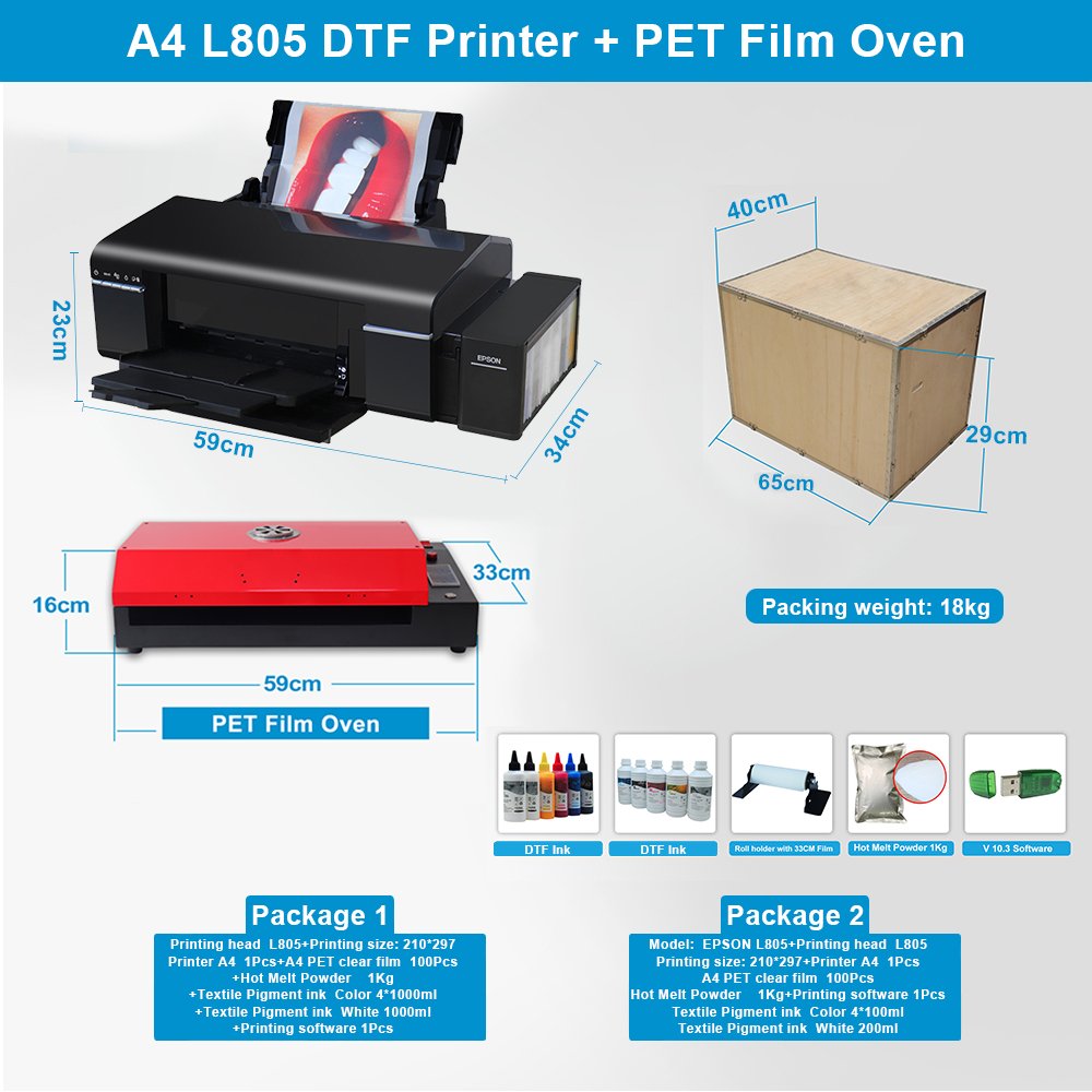 A4 DTF Printer inkjet digital Pet Roll Film transfer Clothes Printing Machine dtf film a4 for Epson L805